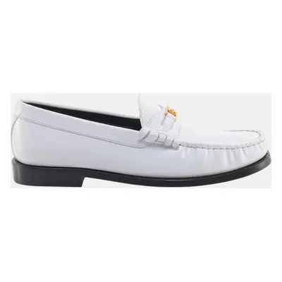 Celine White Leather Triomphe Loafers EU