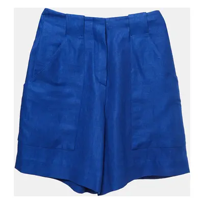 Loro Piana Blue Linen High Rise Shorts