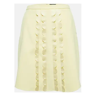 Elisabetta Franchi Yellow Crepe Scallop Detail Mini Skirt