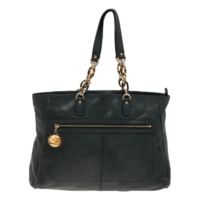 Fendi Black Iridescent Leather Chain Tote