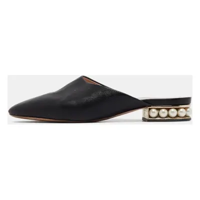 Nicholas Kirkwood Black Leather Casati Flat Mules Size