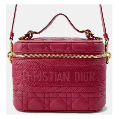 Dior Red Lambskin Leather Small Vanity Case Shoulder Bag