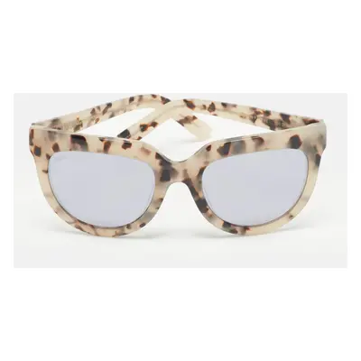 Fakeme Tortoise Beige Mirrored Frame Cat Eye Sunglasses