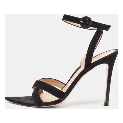 Gianvito Rossi Black Suede Ankle Strap Sandals Size