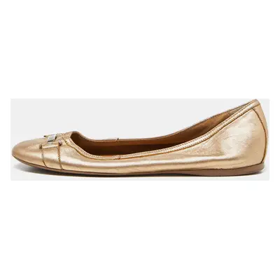 Versace Gold Leather Ballet Flats Size