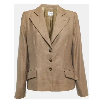 Armani Collezioni Dark Beige Patterned Wool Single Breasted Blazer