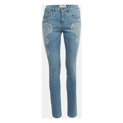 Roberto Cavalli Blue Embellished Denim Jeans Waist 24"