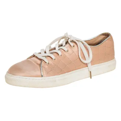 Charlotte Olympia Peach Satin Web Low Top Sneakers Size 36.5