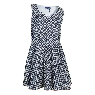 Roma e Tosca Blue & White Square Print Sleeveless Dress