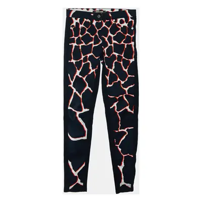 Roberto Cavalli Black Denim Printed Detail Skinny Jeans