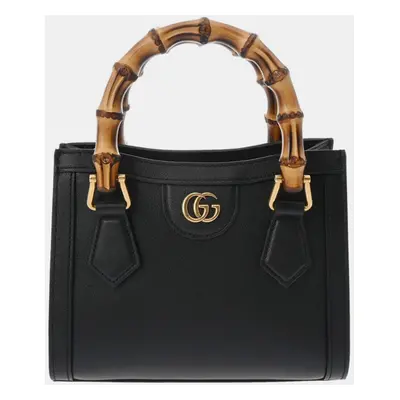 Gucci Black Leather Mini Diana Bamboo Shoulder Bag