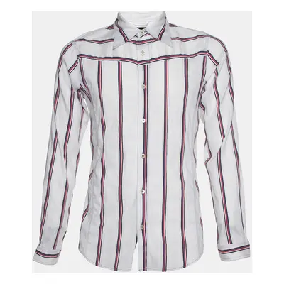 Emporio Armani White Striped Cotton Misura Long Sleeve Shirt