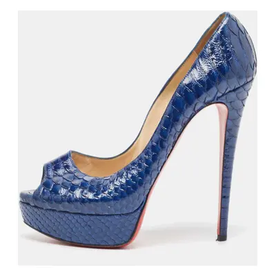 Christian Louboutin Blue Python Lady Peep Pumps Size 39.5