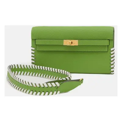 Hermes Traceage Epsom Vert Yucca Kelly To Go Shoulder Bag