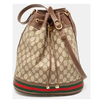 Gucci Beige/Brown GG Supreme Canvas and Leather Ophidia Bucket Bag