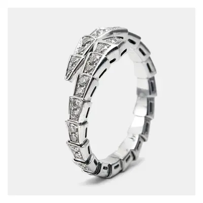 Bvlgari Serpenti Viper Diamonds 18k White Gold Ring Size