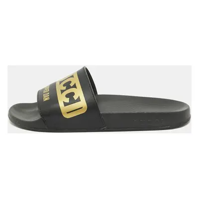 Gucci Black/Gold Leather Dapper Dan Pool Slides Size