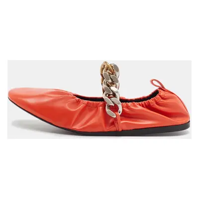 Stella McCartney Orange Faux Leather Falabella Soft Ballet Flats Size