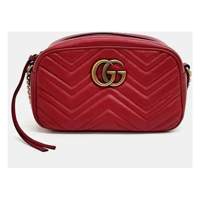 Gucci Red Leather Small Marmont Crossbody Bag