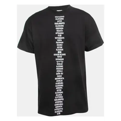 Vetements Black Languages Print Cotton Crew Neck Half Sleeve T-Shirt