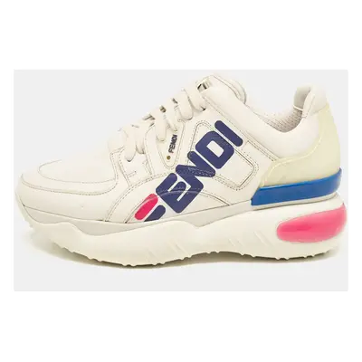 Fendi X Fila Cream Leather Fila Mania Platform Sneakers 35.5