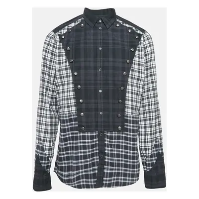 Dolce & Gabbana Grey Tartan Cotton Buttoned Patch Shirt