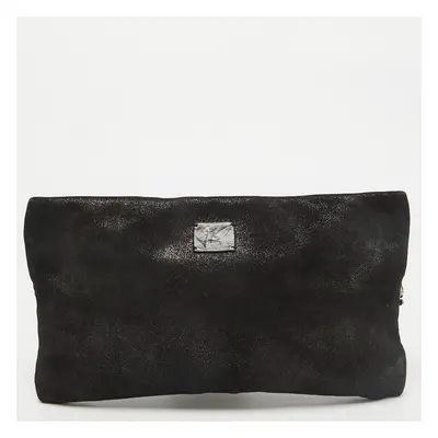 Giuseppe Zanotti Black Suede Skull Zip Clutch