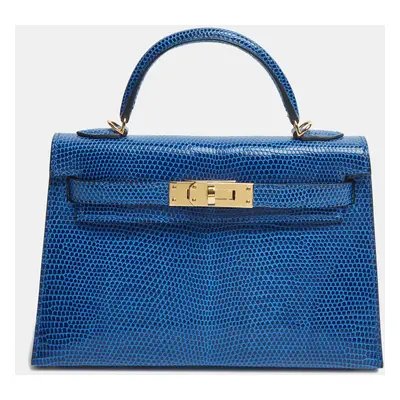 Hermès Bleu Saphir Lizard Niloticus Gold Finish Mini Kelly II Sellier Bag