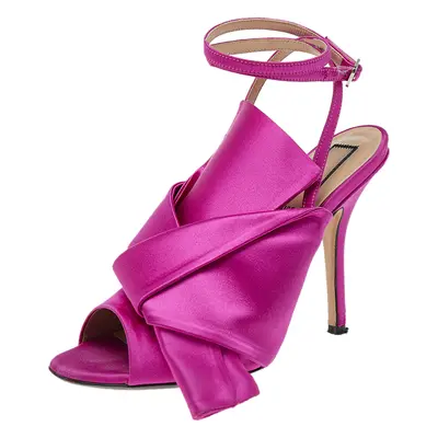 N21 Pink Satin Raso Knot Ankle Wrap Sandals Size