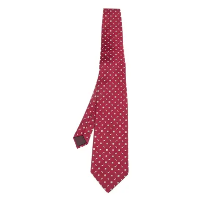 Lanvin Red Floral Pattern Silk Satin Tie