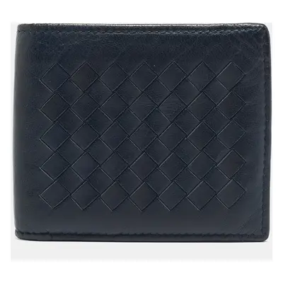 Bottega Veneta Blue Intrecciato Leather Bifold Wallet