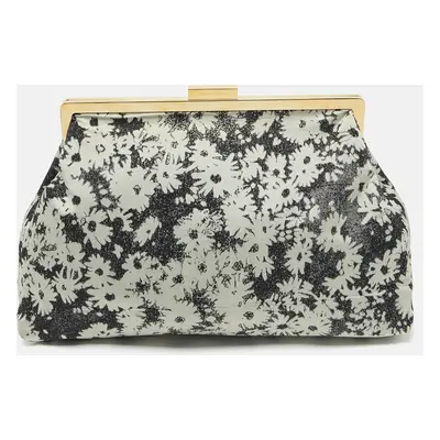 Stella McCartney Grey Canvas Floral Printed Oversized Daisy Clutch