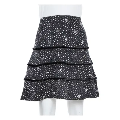 Emporio Armani Black Textured Silk Tiered Short Skirt