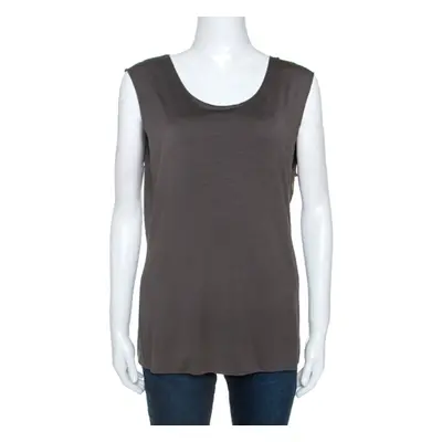 Armani Collezioni Grey Stretch Knit Sleeveless Top