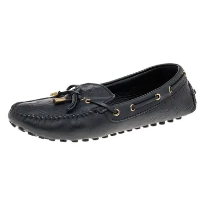 Louis Vuitton Black Monogram Empreinte Leather Gloria Loafers Size