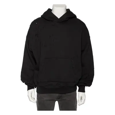 Amiri Black Distressed Cotton Long Sleeve Oversized Hoodie