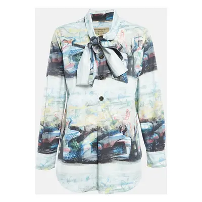 Burberry Multicolor Cotton Tie-Up Neck Full Sleeve Top