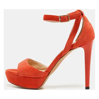 Jimmy Choo Orange Suede Ankle Strap Sandals Size 35.5