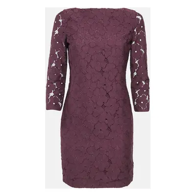 Diane Von Furstenberg Burgundy Sarita Flower Lace Shift Dress