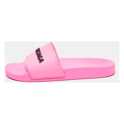 Balenciaga Pink Rubber Open Toe Flats Slides Size