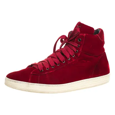 Tom Ford Red Velvet Russell High Top Sneakers Size