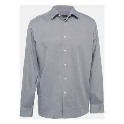 Boss By Hugo Boss Blue Patterned Cotton Regular Fit Shirt