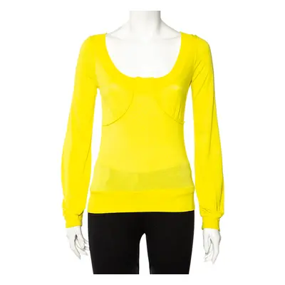 Kenzo Yellow Knit Scoop Neck T-Shirt