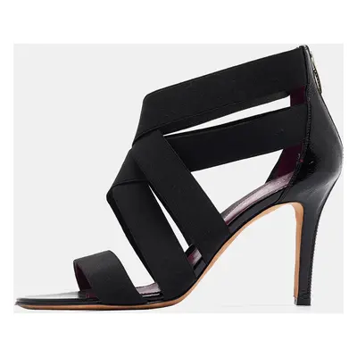 Sergio Rossi Black Leather and Elastic Strappy Sandals Size