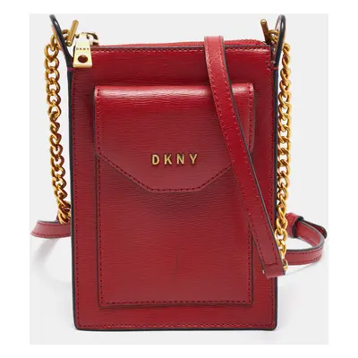 DKNY Red Leather Alexa Phone Crossbody Bag