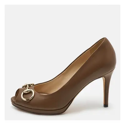 Gucci Brown Leather Hollywood Pumps Size