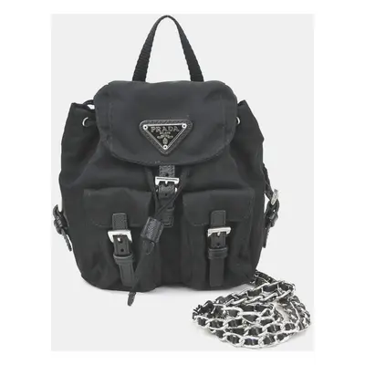 PRADA Black Nylon Mini Tessuto Backpack