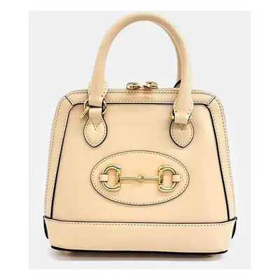 Gucci White Leather Horsebit Mini Top Handle Bag