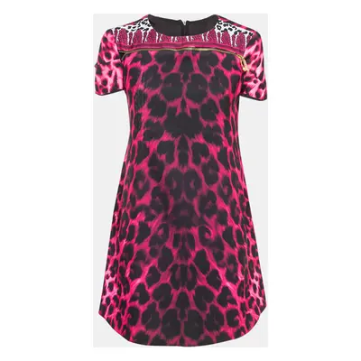 Versus Versace Pink Animal Print Zip Detail Mini Dress