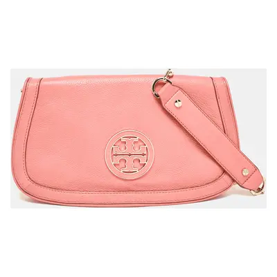 Tory Burch Coral Orange Leather Britten Shoulder Bag